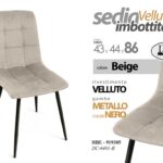 SEDIA VELLUTO BEIGE TRAPUNTATA IMBOTTITA GAMBE METALLO PRANZO SALOTTO UFFICIO
