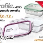 Pirofila valvola forno frigo vetro coperchio ermetico rettangolare 18*13*7 cm