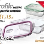 Pirofila valvola forno frigo vetro coperchio ermetico rettangolare 21*15*8 cm