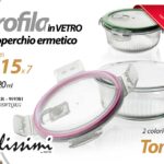 Pirofila valvola forno frigo vetro coperchio ermetico porta pranzo tonda 15*7 cm