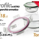 Pirofila valvola forno frigo vetro coperchio ermetico porta pranzo tonda 18*8 cm