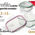 Pirofila valvola forno frigo vetro coperchio ermetico porta pranzo quadrata 13*7