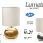 LAMPADA LUMETTO ABAT JOUR TAVOLO SCRIVANIA CAMERA CERAMICA ORO ARGENTO ASS 31cm