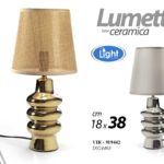 LAMPADA LUMETTO ABAT JOUR TAVOLO SCRIVANIA CAMERA CERAMICA ORO ARGENTO ASS 38cm