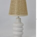 LAMPADA LUMETTO ABAT JOUR DA TAVOLO SCRIVANIA CAMERA CERAMICA BIANCO CHIC 39cm
