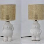 LAMPADA LUMETTO ABAT JOUR DA TAVOLO SCRIVANIA CAMERA CERAMICA BIANCO ASSOR 32 cm