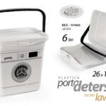 Portadetersivo lavatrice bagno contenitore detersivo plastica bianco 26 cm
