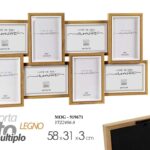 PORTAFOTO MULTIPLO DA PARETE CORNICE FOTO 8 POSTI 10*15 LEGNO MARRONE 58*31 cm