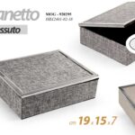 Scatola cofanetto portaoggetti moderna scrivania organizer legno tessuto 19x15x7