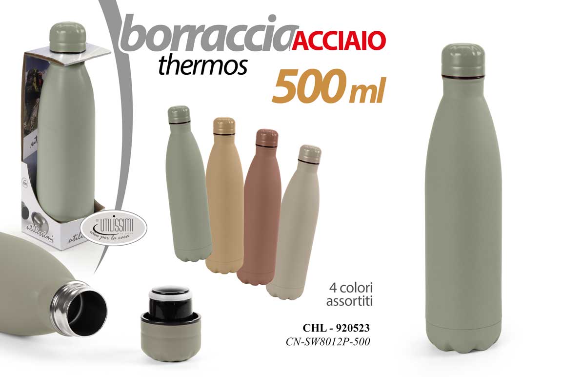 8025569920523 THERMOS BORRACCIA BOTTIGLIA TERMICA ACCIAIO VIAGGIO CAMPEGGIO MONTAGNA CO 500 ML - immagine 1