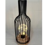 Lampada LUMETTO Decorativa Metallo Legno Luce LED Forma Bottiglia di vino 27 CM