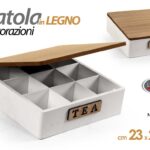 Scatola porta bustine the legno 9p organizer tisane infusiera contenitore 23 cm