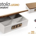 Scatola porta bustine the legno organizer tisane infusiera contenitore 4p 23*17