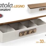 Scatola porta bustine the legno organizer tisane infusiera contenitore 4p 33*10