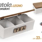 Scatola porta bustine the legno organizer tisane infusiera contenitore 3p 23*10