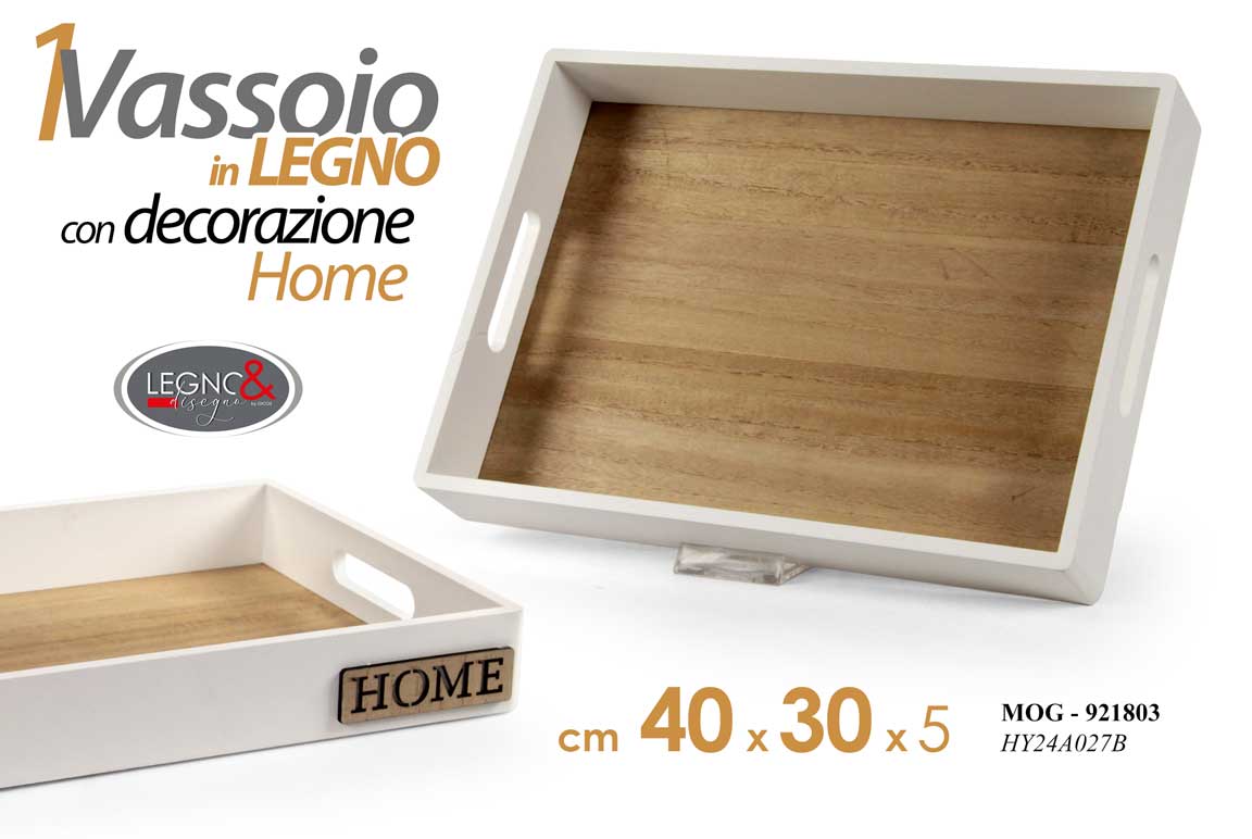8025569921803 Vassoio cucina legno bianco home colazione portata tavola moderno vintage 40*30 - immagine 1