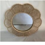 SPECCHIO DA PARETE TONDO FIORE CORNICE CORDA TELA METALLO CLASSICO MODERNO 50cm