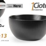 Ciotola insalatiera tonda ceramica nera design moderno cucina tavola 26x13 cm