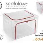 CONTENITORE SCATOLA SALVASPAZIO BIANCHERIA VESTITI ANTIPOLVERE PVC 2ZIP 60*42*40