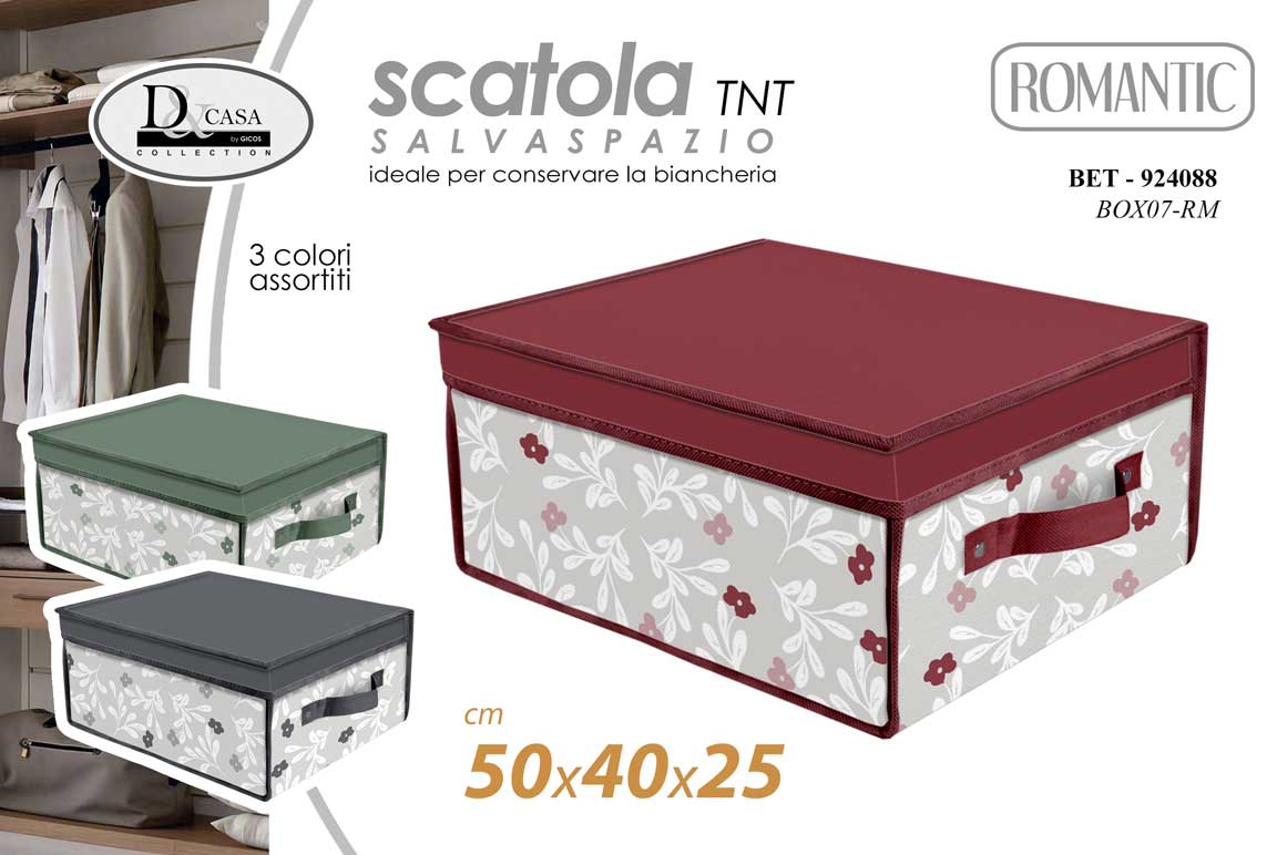 8025569924088 SCATOLA PORTABIANCHERIA ORGANIZER VESTITI ABITI CONTENITORE SALVASPAZIO 50*40*25 - immagine 1
