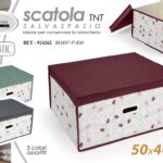SCATOLA PORTABIANCHERIA ORGANIZER VESTITI ABITI CONTENITORE SALVASPAZIO 50*40*25