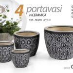 4 VASI CACHEPOT CERAMICA MODERNO CLASSICO VINTAGE VASO GRIGIO SCURO 29/21/15/12