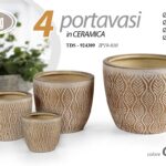 4 VASI CACHEPOT CERAMICA MODERNO CLASSICO VINTAGE CASA GIARDINO ORO 29/21/15/12