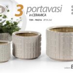 3 VASI CACHEPOT CERAMICA MODERNO CLASSICO VINTAGE VASO BIANCO LUCIDO 29/21/15cm