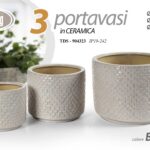 3 VASI CACHEPOT CERAMICA MODERNO BIANCO VINTAGE VASO LUCIDO ANTICATO 29/21/15 cm