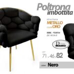 POLTRONA NERA SEDIA TEDDY IMBOT COMODA GAMBE ORO MODERNO CLASSICA 82*71*46 cm