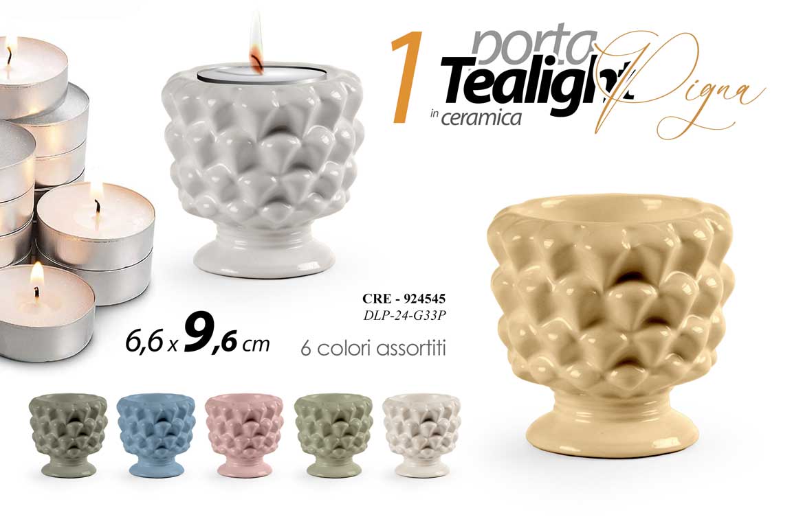 8025569924545 PORTACANDELA PIGNA CERAMICA GIARDINO MATRIMONIO LANTERNA TEALIGHT COLOR 7 cm - immagine 1