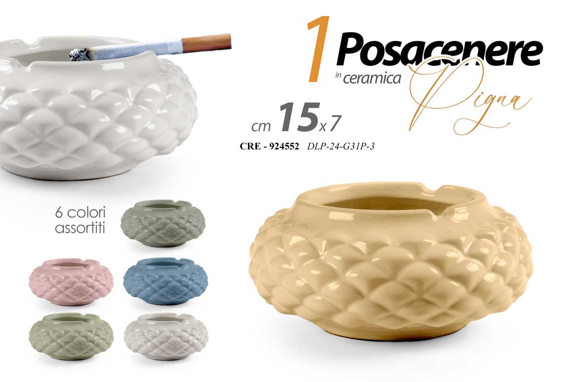 8025569924552 POSACENERE PIGNA CERAMICA CASA DESIGN MODERNO VINTAGE RETRò COLOR ASSOR 15*7 CM - immagine 1