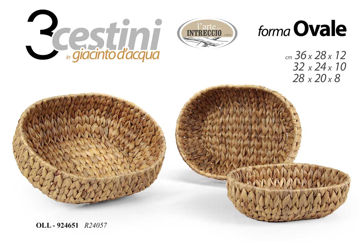 8025569924651 3 CESTE OVALE CESTINI CESTA PORTAFRUTTA PORTAOGGETTI GIACINTO D'ACQUA TAVOLA - immagine 1