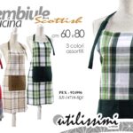 Grembiule cucina scozzese tasca frontale pettorina tessuto moderno ass 80x60 cm
