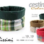 Cestino pane cesto tondo scozzese portapane colazione tavola tessuto ass 19x19