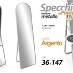 SPECCHIO SPECCHIERA PARETE PAVIMENTO METALLO ARGENTO CLASSICO MODERNO 147*36 cm