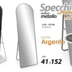 SPECCHIO SPECCHIERA PARETE PAVIMENTO METALLO ARGENTO CLASSICO MODERNO 152*41 cm