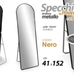 SPECCHIO SPECCHIERA PARETE PAVIMENTO METALLO NERO BLACK CLASSICO MODERNO 152*41