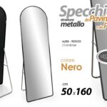 SPECCHIO SPECCHIERA PARETE PAVIMENTO METALLO NERO CLASSICO MODERNO 160*50 cm