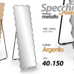 SPECCHIO SPECCHIERA DA PAVIMENTO METALLO ARGENTO CLASSICO MODERNO 150*40 cm