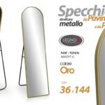 SPECCHIO SPECCHIERA PARETE PAVIMENTO METALLO COLOR ORO CLASSICO MODERNO 144*36cm