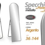 SPECCHIO SPECCHIERA PARETE PAVIMENTO METALLO COL ARGENTO CLASSICO MODERNO 144*36