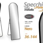 SPECCHIO SPECCHIERA PARETE PAVIMENTO METALLO NERO CLASSICO MODERNO 144*36 CM