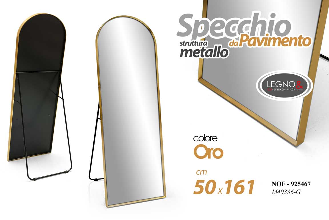 8025569925467 SPECCHIO SPECCHIERA DA PAVIMENTO METALLO COLOR ORO CLASSICO MODERNO 161*50 cm - immagine 1