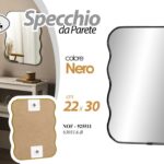 SPECCHIO SPECCHIERA DA PARETE MURO METALLO NERO BLACK CLASSICO MODERNO 30*22 cm