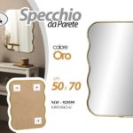 SPECCHIO SPECCHIERA DA PARETE MURO METALLO COL ORO CLASSICO MODERNO 70*50 cm