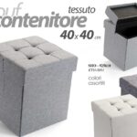 POUF CONTENITORE QUADRATO APRIBILE TESSUTO POGGIAPIEDI CLASSICO MODERNO ASS 40cm