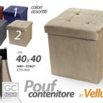 POUF CONTENITORE QUADRATO APRIBILE VELLUTO POGGIAPIEDI CLASSICO MODERNO ASS 40cm