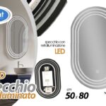 SPECCHIO DA PARETE LED RETROILLUMINAZIONE CASA UFFICIO BAGNO OVALE MODERNO 50*80