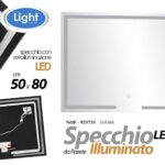 SPECCHIO DA PARETE LED RETROILLUMINAZIONE RETTANGOLARE CASA UFFICIO BAGNO 50*80